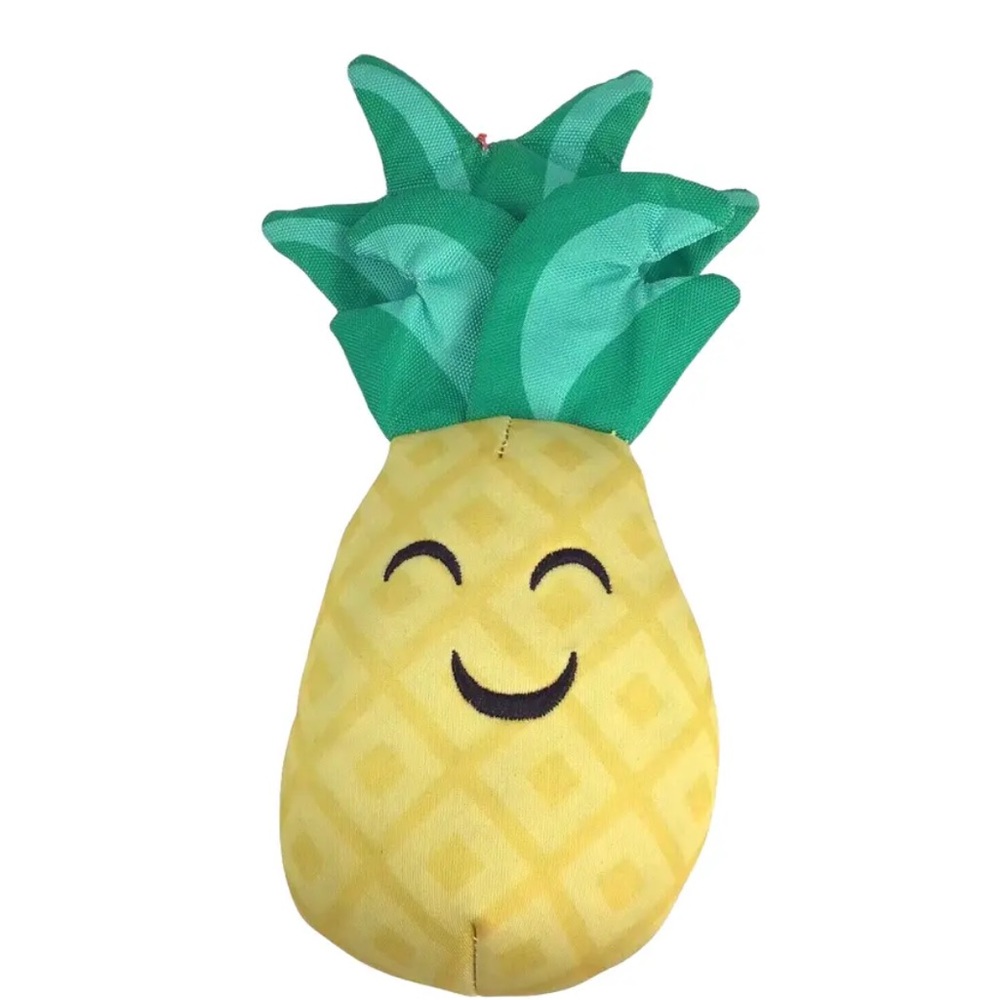 Sun Squad Yellow Green Smiling Pineapple Squeaky Water Dog Toy Float 8" new